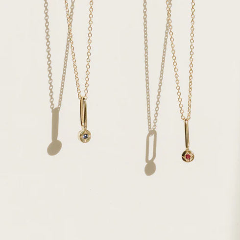 Garnet Dot Pendant Charm in Yellow Gold